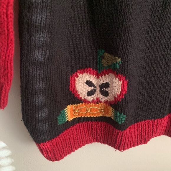 Marisa Christina Classics size L Embroidered Teacher Midnights Cardigan VTG - Picture 5 of 10